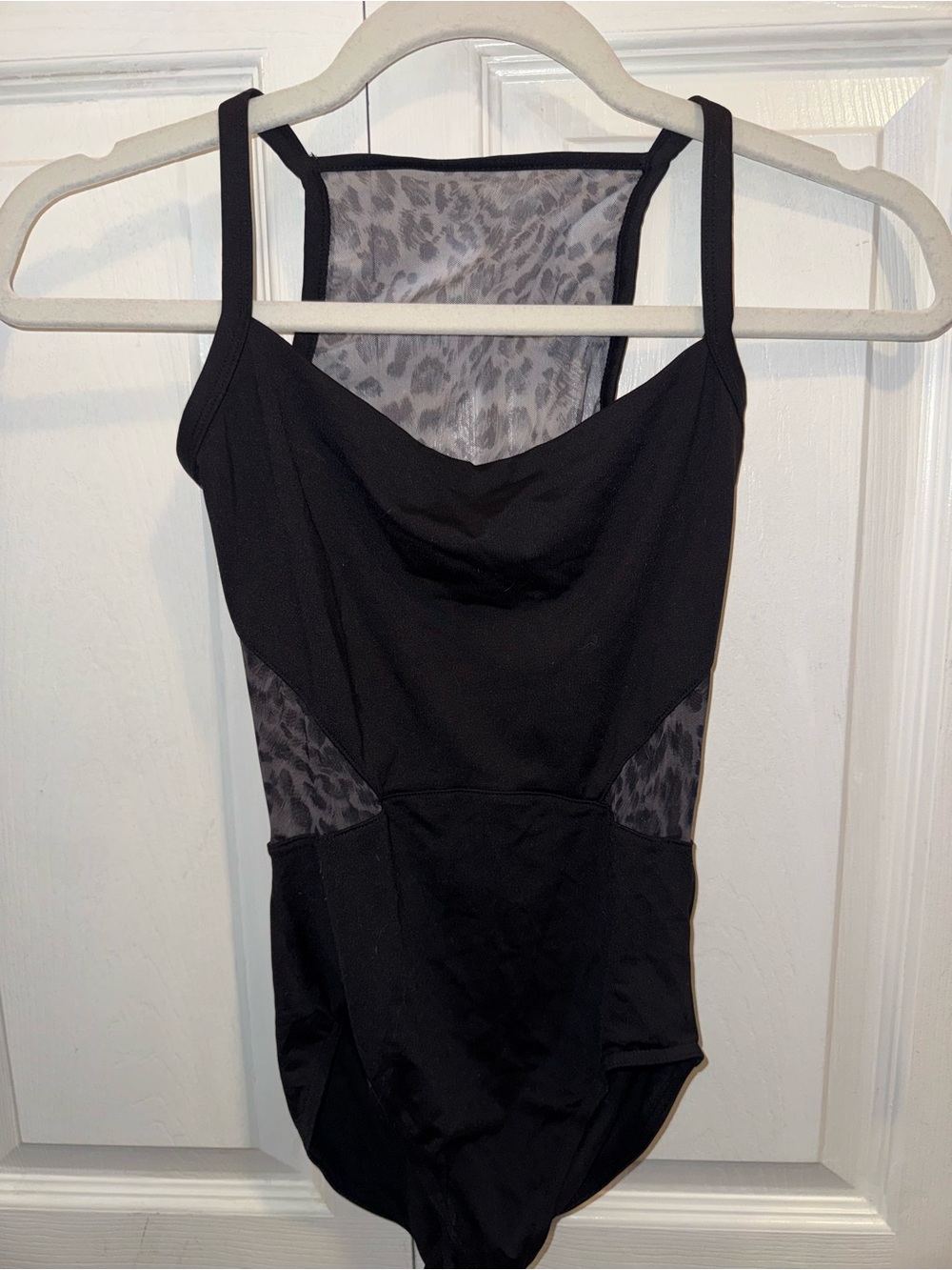 Bloch Black Dance Leotard with Sheer Leopard Panels